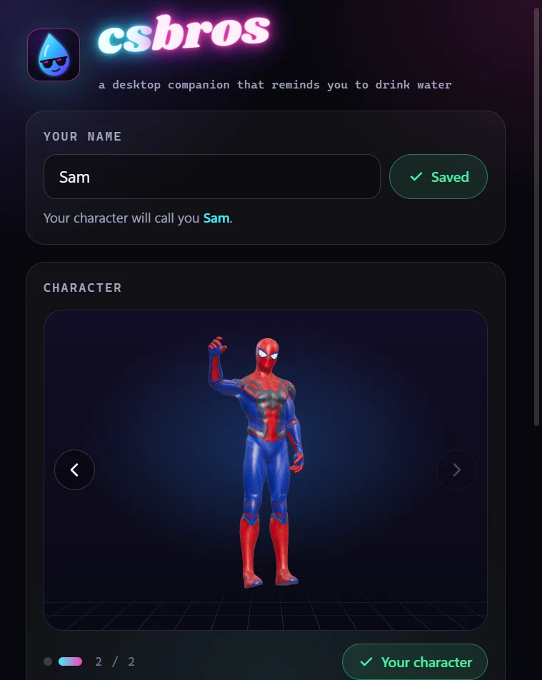 The csbros companion app window